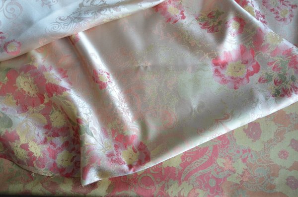 silk fabric Leticia ribbon red/cedar/goldm 95x170cm 250g