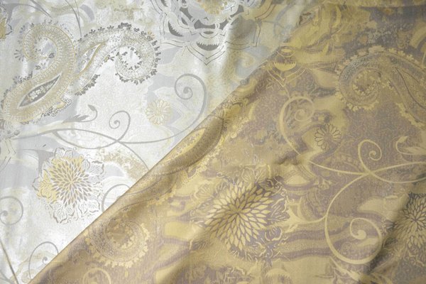 silk fabric Lenora goldmetallic/iron  165x171cm 350g